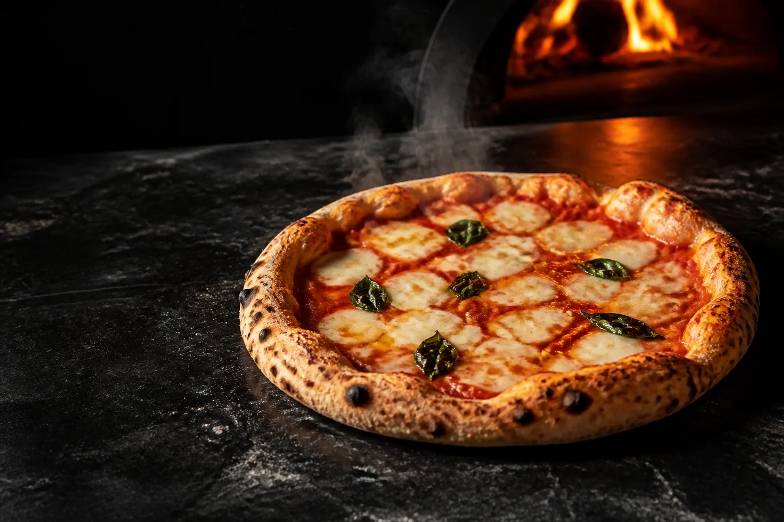 Pizza artisanale tout juste sortie du four